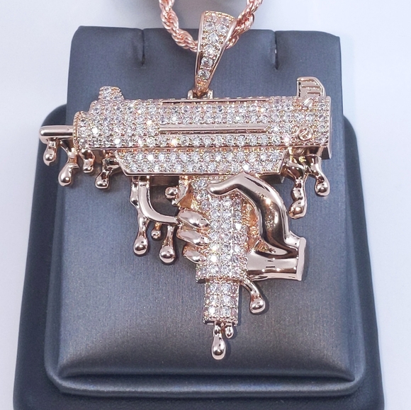 Icy Rose Uzi + 20" Rope Chain - Picture 7 of 8